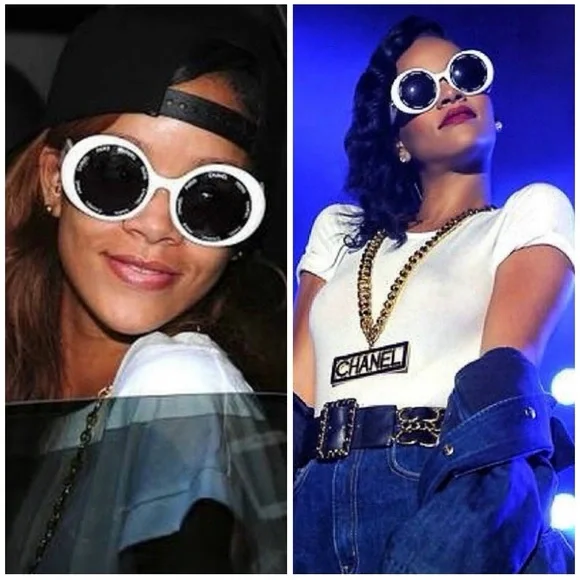 Vintage Chanel round sunglasses black frames purple lens - Picture 2 of 13